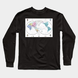 World map wall art 1876 dorm decor mappemonde from french school Art Print Long Sleeve T-Shirt